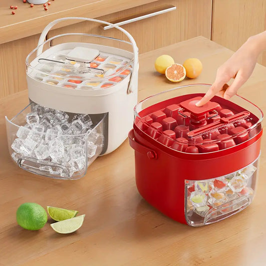 Portable Press-Type Ice Tray & Bucket